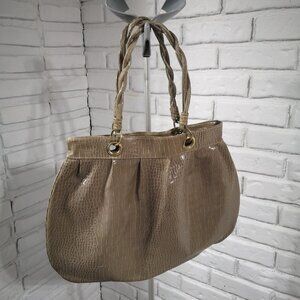 Jessica Simpson Reptile Print Faux Leather Tan Lined Handbag